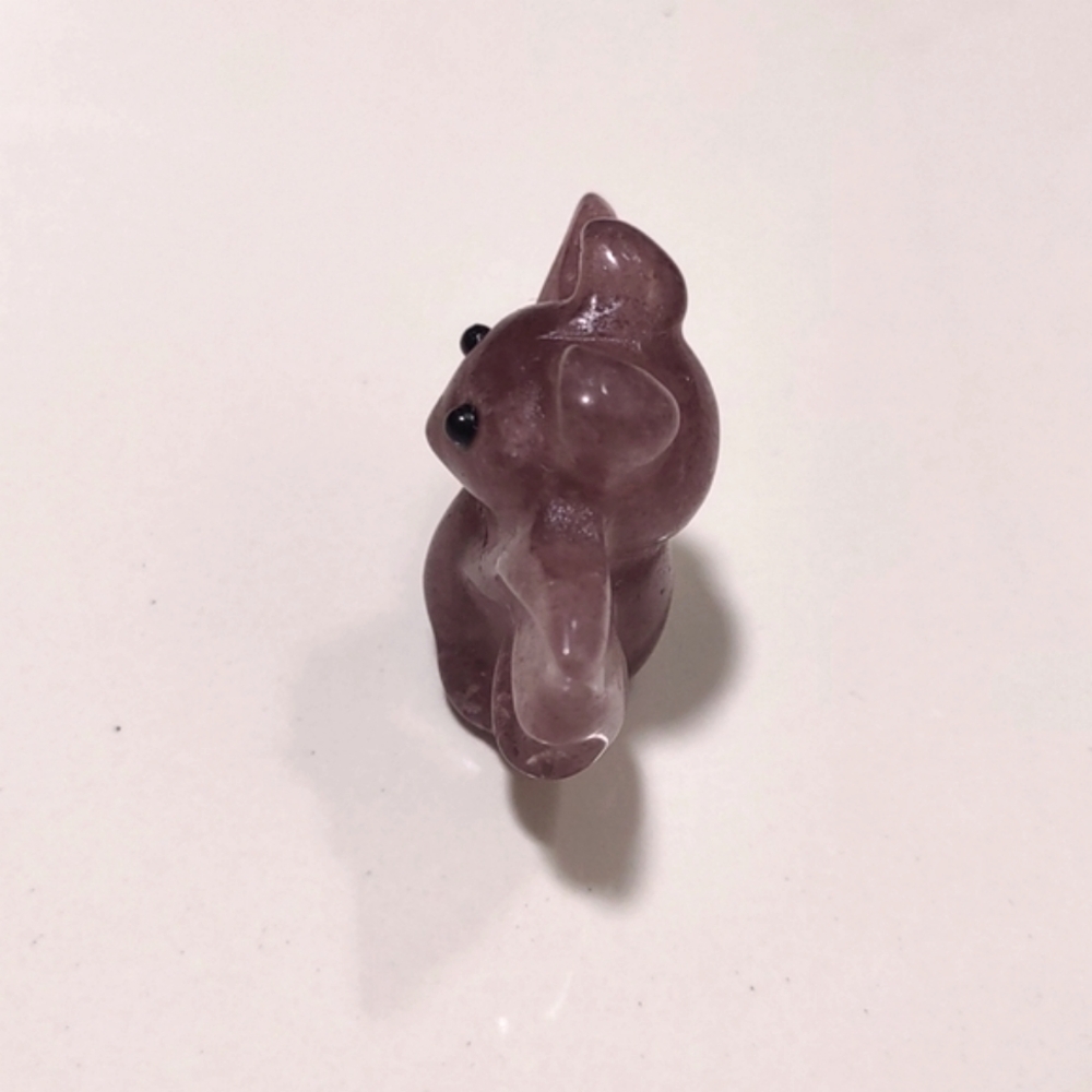 Strawberry Quartz Bat Carving Crystal Imperfections color Variations 1x1.5 - Picture 2 of 9